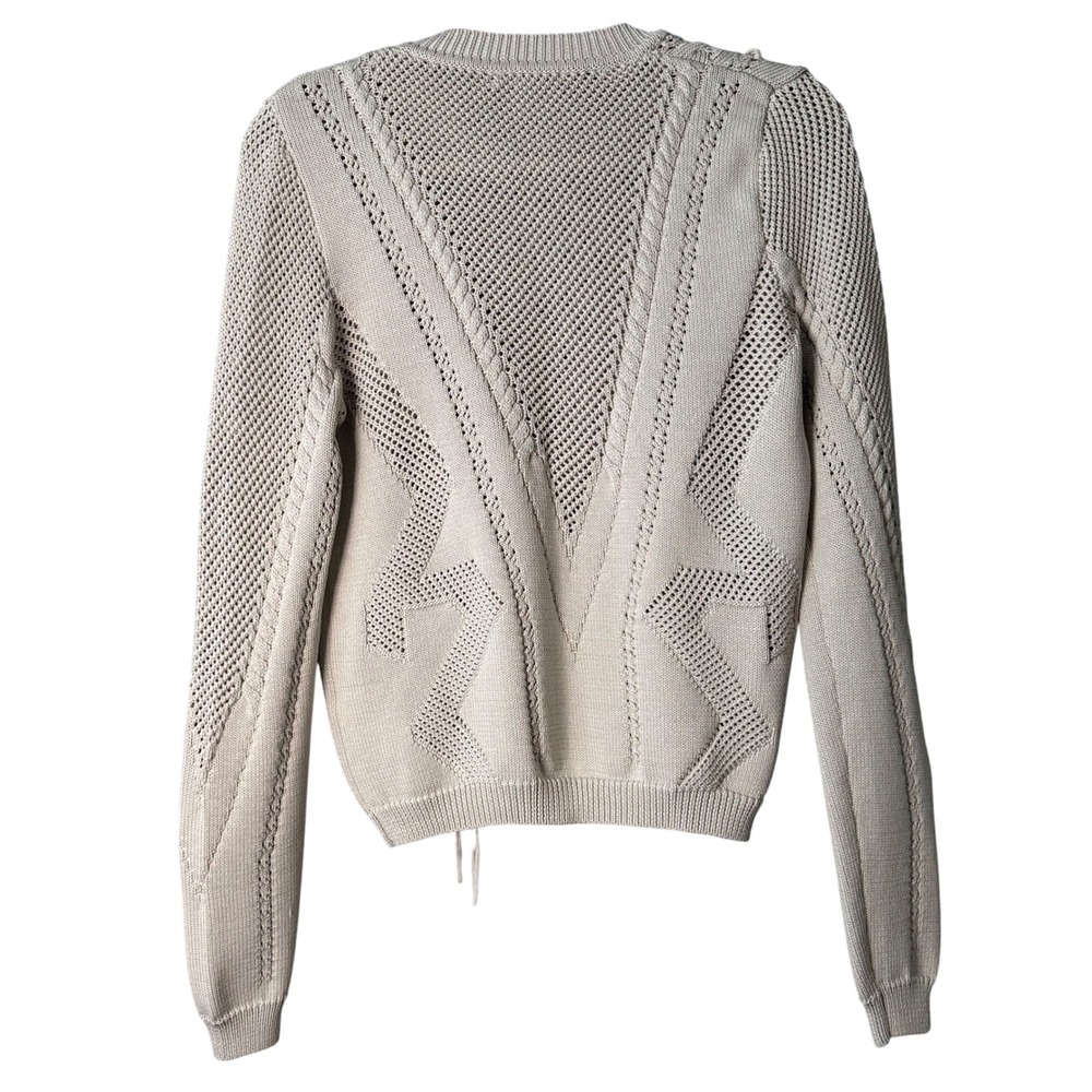 RONNY KOBO fringe knit sweater — small — cream / neutral western boho - Picture 3 of 7